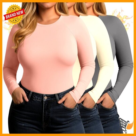 Other - 3 Pack Plus Size Fleece Lined Thermal Tops Raglan Sleeve Base Layer